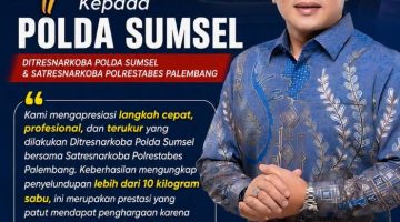 PGK Sumsel Apresiasi Polda Sumsel Gagalkan Penyelundupan 10,583 Kg Sabu